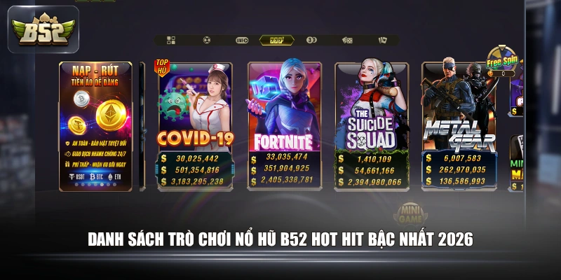 Danh sách trò chơi Nổ Hũ B52 hot hit bậc nhất 2026